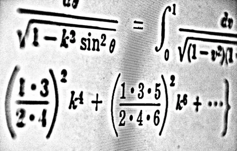Large number of mathematical formulas on a white background HDR Illustrazione stock