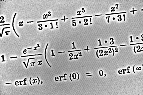 Large number of mathematical formulas on a white background HDR Stock Illustration