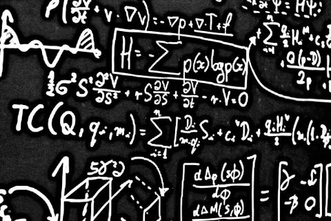 Large number of mathematical formulas on a white background HDR Illustrazione stock