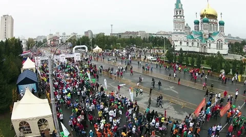 A large number of people on the square Stock Footage 65231195