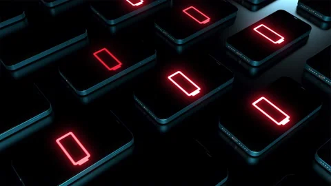 A large number of phones with an image on the display low battery . the conce Stock-Footage 171151925
