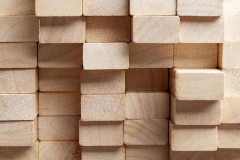 A large number of rectangular wooden boards stacked together 스톡 사진