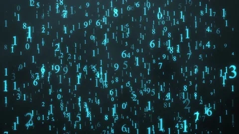 Large numeric characters with matrix style, vertical movement and blue Stock Footage 122874729