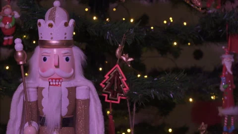 Large nutcracker toy soldier with illuminated background. Stock Footage 166169874