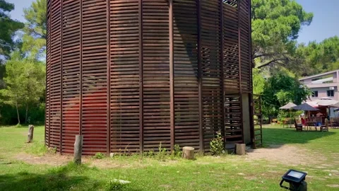 Large observation tower for exploring the surroundings in the national park Stock Footage 248761927