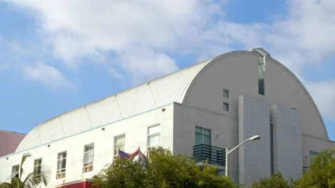 Large Observatory-like Building Against Backdrop of Blue Sky and Clouds Video stock 131609266