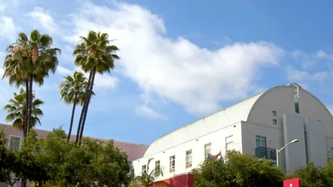 Large Observatory-like Building Against Backdrop of Blue Sky and Clouds Video stock 131609794