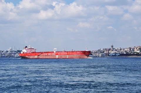 Large ocean ship in the Bosphorus. Stock Photos