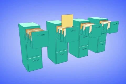 Large office drawers with documents flat animation. Stock Footage 63836127