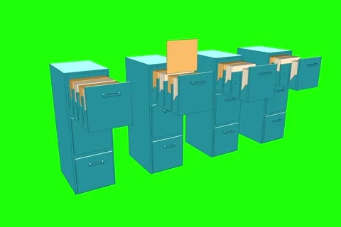 Large office drawers with documents flat animation.Green Screen. Stock Footage 63836588