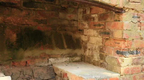 Large old brick fireplace  close up Stock Footage 37637363