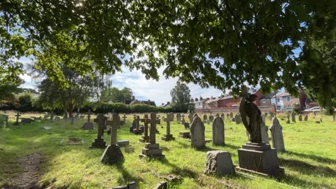 Large old cemetery in England Stock Footage 249504685