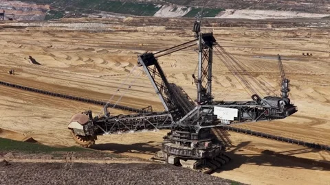 Large old excavator in open mine Stock Footage 332708715