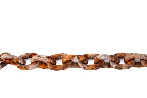 Large old rusty chain on white background Stock Photos