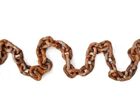 Large old rusty chain on white background Stock Photos