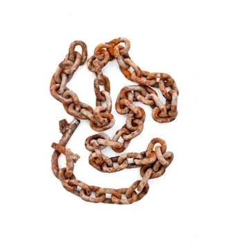 Large old rusty chain on white background Stock Photos