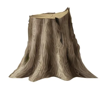 Large old tree stump oak broken trunk Stock Illustration