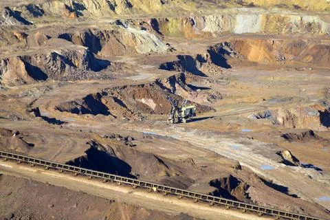 Large open pit mine for excavation and exploitation Stock Photos