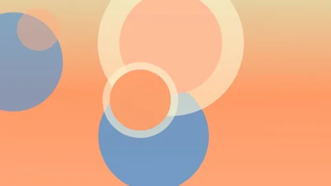 Large orange and blue circular forms overlap on a warm peach gradient, whil.. Stock Footage 347960311