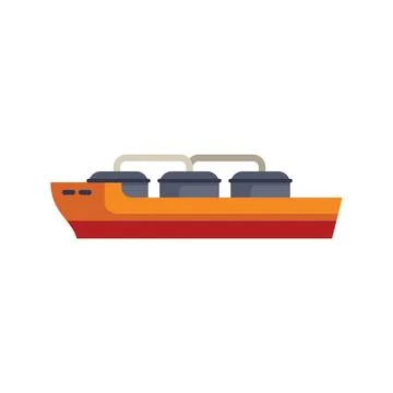 Large orange and red cargo ship transporting oil on white background Stock Illustration