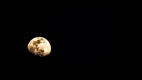 Large orange full moon moving across the dark night sky Stock Footage 347864864