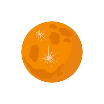 Large orange full moon vector illustration halloween night sky element 스톡 일러스트