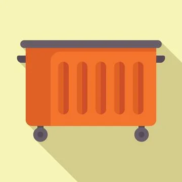 Large orange metal trash container with wheels standing on the ground Stock-Illustration