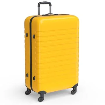 Large orange polycarbonate suitcase isolated on white background. イラスト素材