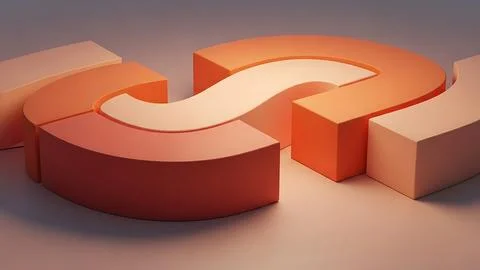 Large orange question mark symbol on a light background with soft shadows sig Stock Illustration