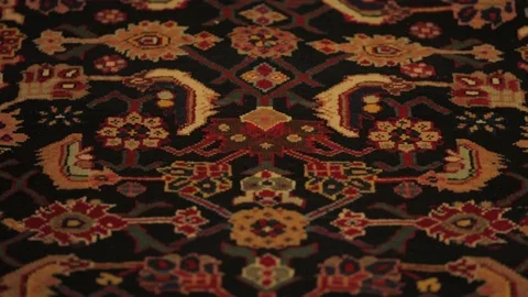 Large oriental carpet with colorful patterns. Handmade carpet production Stock Footage 120609776