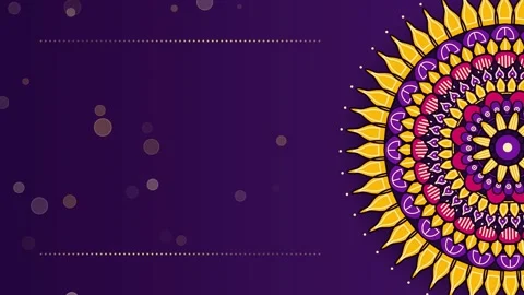 Large ornate mandala with soft shadow on the right of royal purple Stock Footage 348260723