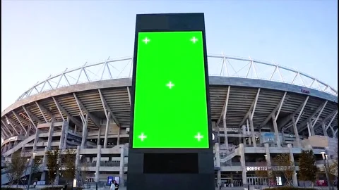 Large outdoor digital billboard with agreen screen display high quality 4k video Stock Footage 318274701