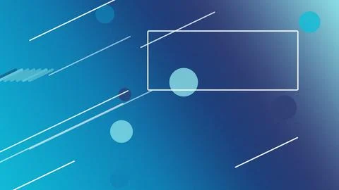 A large outline rectangle with floating circles and line streaks rests on a.. Illustrazione stock