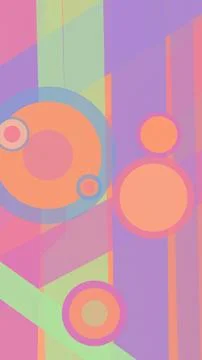 Large overlapping circles and angular panels create a cheerful pastel compo.. Stock Illustration