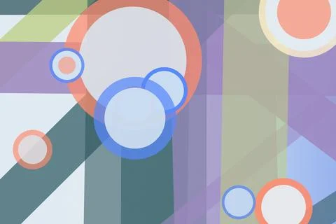 Large overlapping circles and translucent vertical shapes create a cheerful.. Stock Illustration