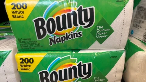 Large packages of Bounty napkins 스톡 동영상 244659568