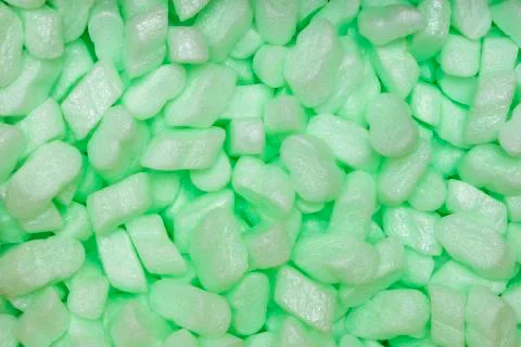 Large packaging box filled with many white styrofoam pellets Stock Photos