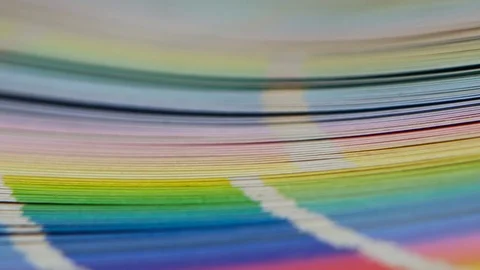 Large palette with colorful examples of proof paints. Close up Stock Footage 73673813