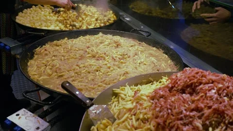 A large pan of cabbage noodles Stock Footage 266432309