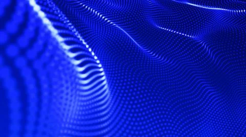 Large panoramic blue abstract graphic curved wave-like lines with white dot Stock Illustration