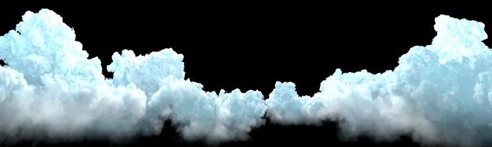 Large panoramic clouds background on black isolated Stock Illustration