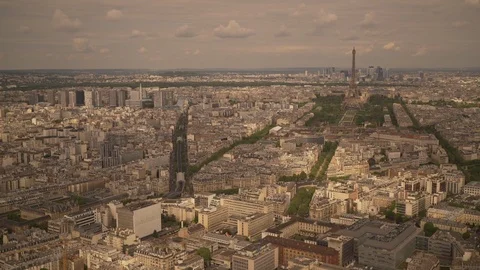 Large panoramic shot of the city of Paris, France Stock Footage 101523804