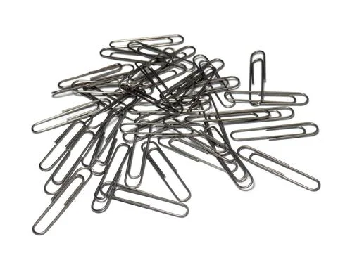 Large paper clips on a white background. Office supplies isolate. Paper fas.. Stock Photos