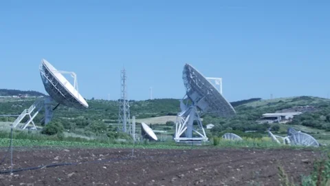 Large parabolic satellite communications  Video stock 85679393