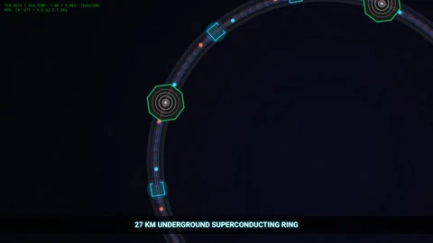 Large Particle Accelerator Proton Collision Physics Infographic Stock Footage 340468716
