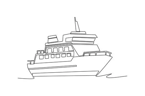 Large passenger cruise ship navigating through gentle waves Illustrazione stock