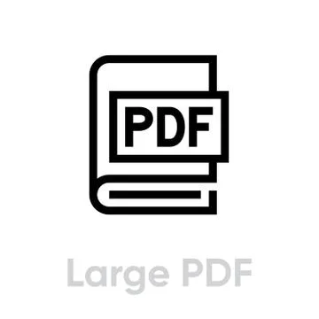 Large PDF book icon. Editable line vector. Stock Illustration