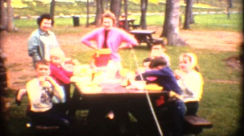 Large picnic in the park Stock Footage 58926166
