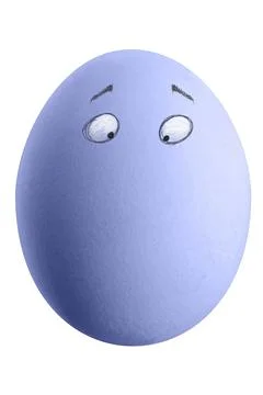 Large picture of an colored easter egg with drawn eyes on a white background. Foto stock
