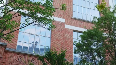 Large Picture daylight windows in brick building Montmarte Aux Artises Stock Footage 308205947